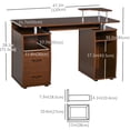 thumbnail image 3 of HOMCOM Computer Desk with Keyboard Tray, CPU Stand, Writing Desk with Drawers, Workstation for Home Office, Walnut Brown, 3 of 10