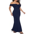 thumbnail image 4 of Women‘s Summer Long Evening Dress Solid Color Off Shoulder High Split Mermaid Hem Party Dress, 4 of 7