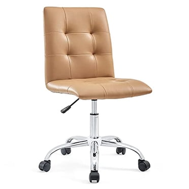 Modway Chaise de Bureau de Conférence Pivotante Sans Accoudoirs à Dossier Mi-Haut à Nervures Prim, Beige