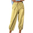 thumbnail image 1 of Timegard Womens Cotton Linen Pants Elastic Waisted Drawstring Cinch Bottom Button Casual Loose Pants, 1 of 7