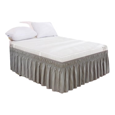 Solid Color Elastic Bed Skirt, Xinsrenus Elastic Embedded Bed Skirt, Soft Breathable Non-Slip Fitted Bed Base Cover for Twin Full Queen King Size, Gray