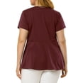 thumbnail image 3 of GRACE & GRANDEUR Women's Plus Size Summer Button Front Short Sleeve Work Peplum Blouse 3X Burgundy, 3 of 7