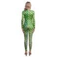 thumbnail image 2 of RUNQHUI Women Fish Scale Printed Long Sleeve Jumpsuit Bodysuit Mermaid Full Body Rompers Type F S, 2 of 7