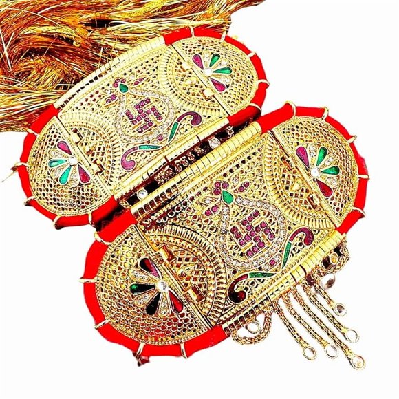 Rajasthani Style Wedding Bajuband Jewelry Set For Women & Girls (Pack Of 2)