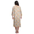 thumbnail image 3 of Moomaya Robe de Nuit Imprimée Longueur Genou en Coton avec Bordure en Dentelle Manches 3/4 pour Femmes, 3 of 5