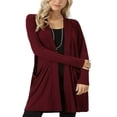 thumbnail image 1 of Womens Long Sleeve Cardigan Pockets Plus Size Open Front Jackets Plain Outerwear, 1 of 3