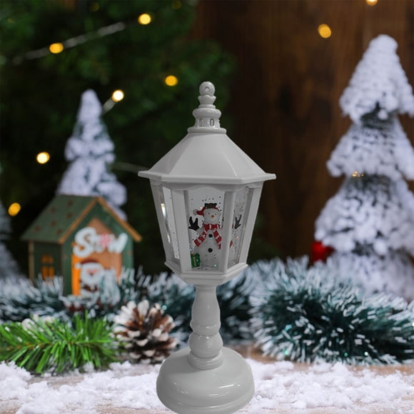 Lampe de Table de Noël avec Musique Ornements Lumineux Neige Veilleuse Noël Petit Cadeau avec Câble de Données USB Injecter 50 ml d'Eau