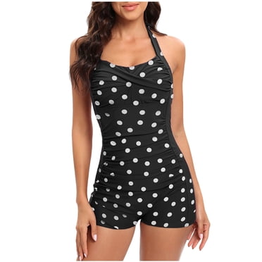 TIMIFIS Halters Ones piece Swimsuits for Women Built-in bra Romper Bathing Suits Summer Beach Short Swimwear