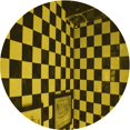 thumbnail image 1 of Ahgly Company Tapis d'Intérieur Ronds Transitionnels Noirs et Bruns Lavables à la Machine, 7 Pieds Rond, 1 of 7