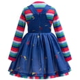 thumbnail image 2 of Déguisement d'Halloween Tueuse Effrayante pour Enfants Robe Chemise à Rayures Arc-en-Ciel pour Filles, 2 of 6