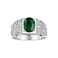 thumbnail image 1 of RYLOS Men's Rings Sterling Silver Designer Nugget Ring Oval 9X7MM Gemstone &  Diamonds  Green Sapphire Birthstone Rings For Man Size 10, 1 of 7