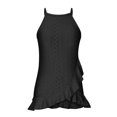 thumbnail image 4 of VEKDONE Halter Tops for Womens Summer Sleeveless Hollow Out Ruffled Tank Tops Solid Color Loose Breathable Lounge Vests Black Medium, 4 of 9