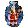 thumbnail image 2 of Couple Sports Vacances Sweater Imprimé Coloré Père Noël Chandail à Capuche pour Femmes en Liquidation, 2 of 3