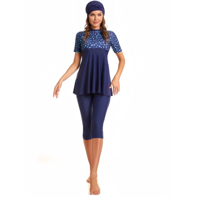 KXCFCYS Maillot de Bain Modeste à Manches Courtes Burkini Islamique Hijab pour Femmes