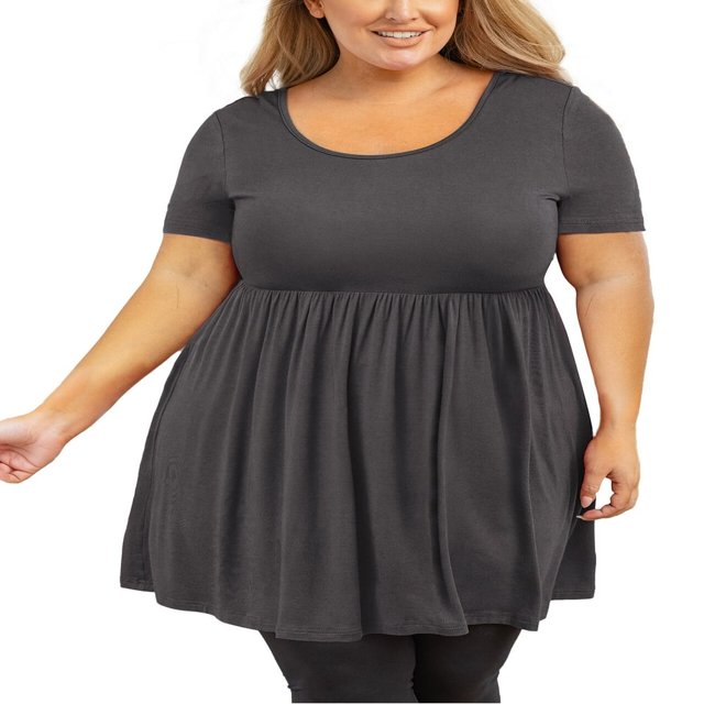 Tunique Grande Taille pour Femmes Manches Courtes Roses Vertes Hauts 3X Col Rond Vêtements Été Fluide Vêtements de Maternité Chemise