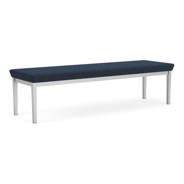 Lenox Steel Reception Waiting Room Healthcare 3-Seat Bench / Silver Steel / Blue