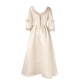 thumbnail image 5 of Huanglei Robe pour Femme Style Rétro Couleur Unie Manches Trompette Longue Robe de Princesse, 5 of 5