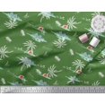 thumbnail image 2 of Soimoi Green Rayon Crepe Fabric Palm Tree & Sunset Beach Fabric Prints By Yard 46 Inch Wide, 2 of 3