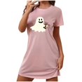 thumbnail image 3 of Sakmal Robes Moomoo Roses pour Femmes Grande Taille Confortables d'Halloween Robe Mumu Nuageuse Courte Col Rond Imprimé Fantôme Manches Courtes Chemises de Nuit P-2TG, 3 of 4