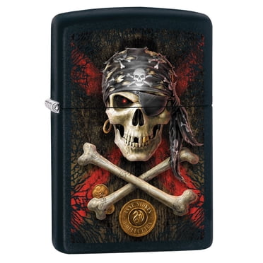 Zippo Custom Lighter: Anne Stokes Pirate Skull - Black Matte 78819