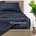 thumbnail image 4 of Bare Home Ultra-Soft Sheet Set - Premium 1800 Collection - Deep Pockets - 5-Pieces - Split King, Grid - Midnight/White, 4 of 8