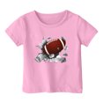 thumbnail image 1 of TIEVOSA Haut Garçon Fille à Manches Courtes Décontracté Rugby Football à Lettres Imprimées pour 8-9 Ans (Rose), 1 of 3