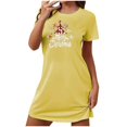 thumbnail image 3 of Sakmal Grande Taille Moomoos pour Femmes Sommeil Noël Doux Jaune Confortable Robe de Maison Col Rond Manche Courte Courte Joyeux Noël Imprimé Chemises de Nuit P-2TG, 3 of 4