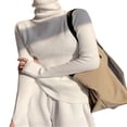 thumbnail image 2 of MesaSe Women Ribbed Knit Tops Long Sleeve Turtleneck Solid Color Slim Fit Sweater, 2 of 6