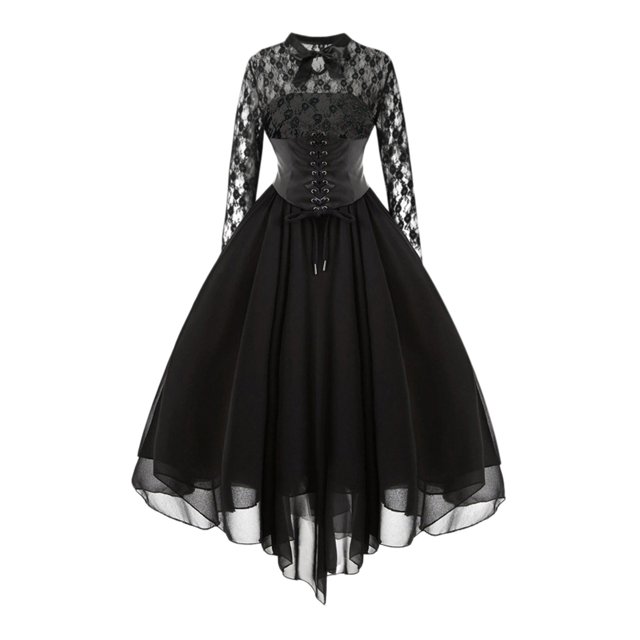 Ketyyh-chn99 Robes Élégantes pour Femmes Femme Robe de Soirée Élégante Manche à Volants Jupe Évasée à Étages Mini Robe Noir,P