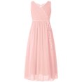 thumbnail image 4 of Miaeowve Robe de Demoiselle d'Honneur pour Fille Sans Manches en Mousseline Perlée, Robe de Demoiselle d'Honneur Junior, Robe de Fête de Mariage pour Filles, Rose, 6, 4 of 7