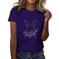 thumbnail image 1 of LUOGENLI T-shirts pour Femme pour Femmes T-shirts Décontractés de Pâques pour Femmes Mignon Lapin et Fleur Imprimé Col Rond Manches Courtes T-Shirt Ample Blouse Hauts 4TG T-shirts pour Femmes T-shirts Graphiques Vêtements d'Été Violet G, 1 of 5