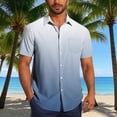 thumbnail image 2 of Pisexur Shirts for Man T Hommes Mode Décontractée Col Rabattu Impression Dégradée Chemise à Manches Courtes Blouse Marine,S Chemises de Golf Hommes & Chemises Hommes, 2 of 7