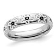 thumbnail image 1 of Sterling Silver Flower Ring band with Black Enamel, 1 of 5