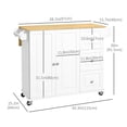 thumbnail image 3 of HOMCOM Kitchen Island on Wheels Kitchen Cart with Drop Leaf Drawers, White, 3 of 10