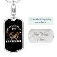 thumbnail image 2 of Dad Raises Carpenter Swivel Keychain Woodworker Dog Tag Stainless Steel or 18k Gold, 2 of 8