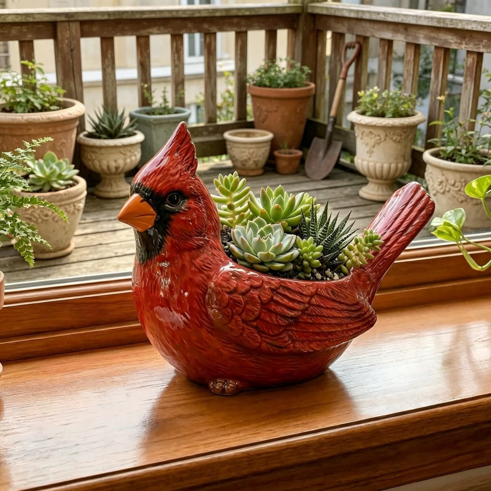 Fufafayo Red Bird Shaped Planter Pot For Succulents, Bird Planter Succulents Pot, Cute Red Bird Flower Pot For Small Plants, Bird Decor Indoor Outdoor Garden Shelf