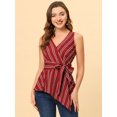 thumbnail image 3 of INSPIRE CHIC Hauts d'Été pour Femmes Sans Manches à Encolure en V Portefeuille à Nouer à la Taille TP Rouge, 3 of 5