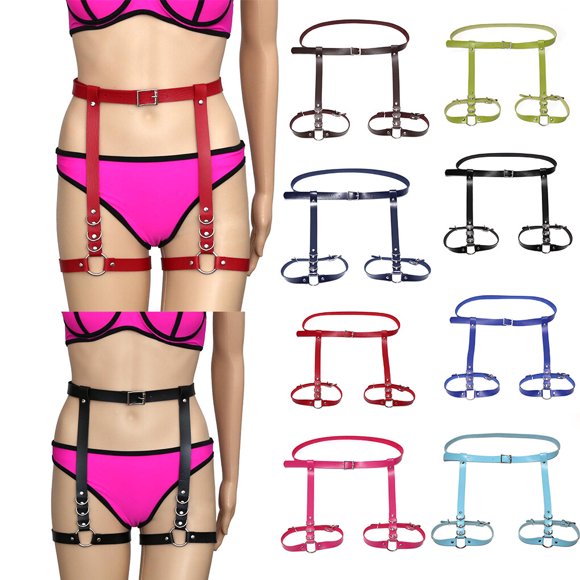 Women Girls Sexy PU Leather Body Leg garter Harness Belt Adjustable Punk Waist Leg Garter Belt Strap Holder