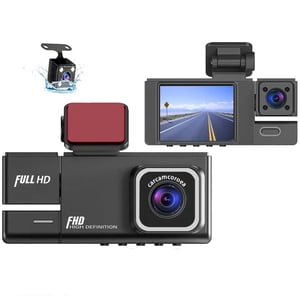 Dvkptbk Dash Cam 2-Inch Display Screen High-Definition 1080P Driving Recorder with Three Lenses Displaying The Same Parking Monitoring Loop Recording and Reverse Image in Car Dv Car Accessories