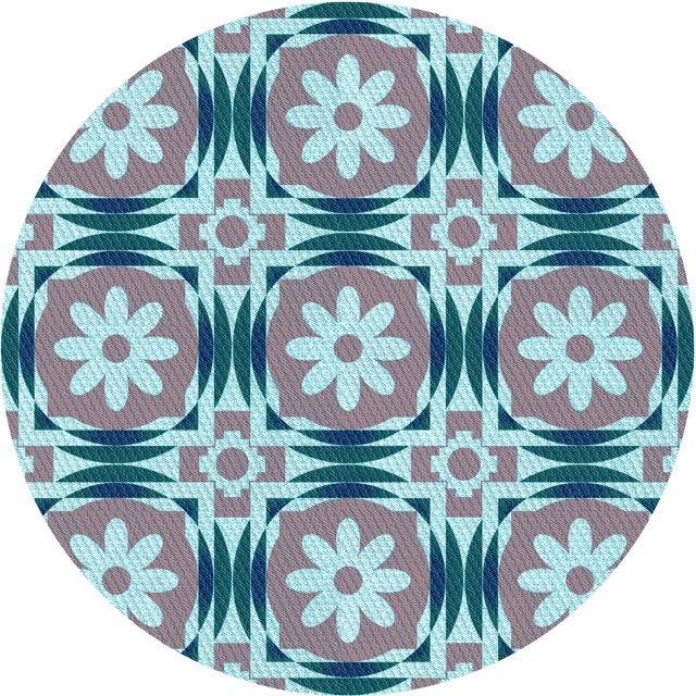 Ahgly Company Tapis d'Intérieur Ronds Lavables à la Machine, Style Transitionnel, Bleu Lagon Bleu, Tapis de Zone, 5 Pieds Rond