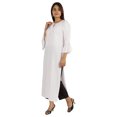 thumbnail image 3 of Moomaya Solid Rayon Kurta For Women bell Sleeve Drawstring Neck Long Ethnic Kurti, 3 of 7