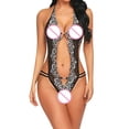 thumbnail image 5 of Harpily 2025 Intimates Women's 3 Point Halter Neck Strap Clearance Underwear Clearance Pattern Lace Comfortable Breathable Bodysuit, 5 of 5