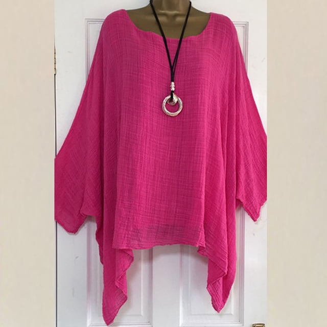 CEHVOM Mode Femme T-Shirt à Col Rond à Manches Courtes Été Uni Ample Blouse Hauts