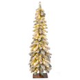 thumbnail image 1 of Patiojoy 4FT Pre-lit Artificial Christmas Tree Snow-flocked Xmas Pencil Tree with 225 Branch Tips 100 LED Lights 2 Lighting Colors, 1 of 9