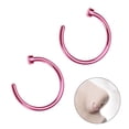 thumbnail image 2 of Miangastore 2 pcs Unisex Surgical Titanium Steel Open Nose Ring Nose Piercing Stud 8mm (Pink), 2 of 9