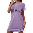 thumbnail image 1 of Rbaofujie Chemise de Nuit pour Femme, Courte et Ample, Imprimée, Col Rond et Manches Courtes, Robe, Chemise de Nuit d'Halloween, 1 of 6