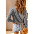 thumbnail image 3 of Haut Henley en Tricot Gaufré Gris pour Femmes, 3 of 18