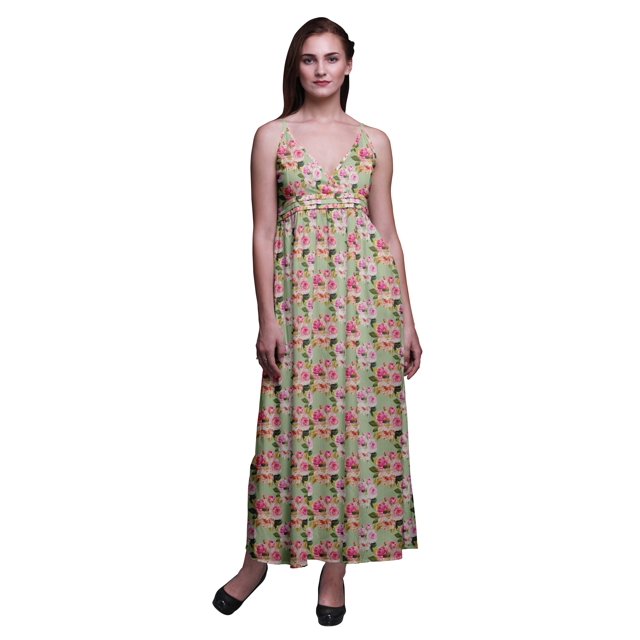 Bimba Robe Longue Maxi à Bretelles Spaghetti Ajustables à Imprimé Floral pour l'Été et la Plage - Grand