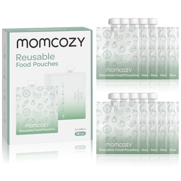 Momcozy Pochettes Réutilisables pour Aliments pour Bébés pour Tout-Petits, Plastique Sans BPA, Sûres pour les Aliments, Sûres pour le Congélateur