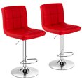 thumbnail image 1 of Costway Set of 2 Adjustable Bar Stools PU Leather Swivel Counter Pub Chair Red, 1 of 10